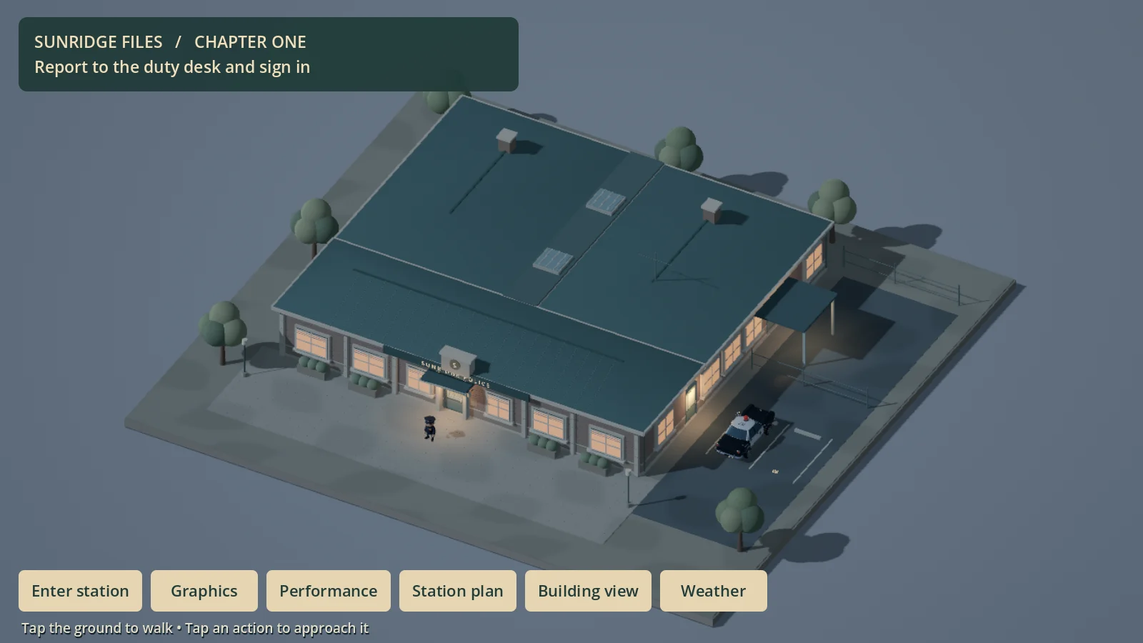 The police headquarters in the early Sunridge Files prototype
